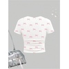 image:imageRoseSeek Girls Graphic Tee Crew Neck Letter Bow Print Crop Tops Casual Cute Short Sleeve T ShirtBowknot White