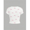 image:imageRoseSeek Girls Graphic Tee Crew Neck Letter Bow Print Crop Tops Casual Cute Short Sleeve T ShirtWhite Bow