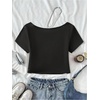 image:imageRoseSeek Girls Graphic Tees Off The Shoulder Tops Short Sleeve Jersey Shirts Y2K Crop TopsBlack