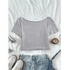 image:imageRoseSeek Girls Graphic Tees Off The Shoulder Tops Short Sleeve Jersey Shirts Y2K Crop TopsDeep Blue Grey