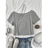 image:imageRoseSeek Girls Graphic Tees Off The Shoulder Tops Short Sleeve Jersey Shirts Y2K Crop TopsGrey