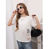 image:imageRoseSeek Girls Graphic Tees Short Sleeve Bow Print Tee Tops Crew Neck Drop Shoulder Casual Summer T ShirtsCat Print White