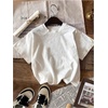 image:imageRoseSeek Girls Graphic Tees Short Sleeve Bow Print Tee Tops Crew Neck Drop Shoulder Casual Summer T ShirtsStar White