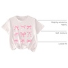 image:imageRoseSeek Girls Graphic Tees Short Sleeve Bow Print Tee Tops Crew Neck Drop Shoulder Casual Summer T ShirtsWhite Pink Bow