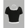 image:imageRoseSeek Girls Halter Crop Tops Colorblock Bowknot Fake Two Piece Cute Summer T Shirt Y2k Tops TrendyBlack With White