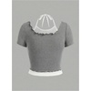 image:imageRoseSeek Girls Halter Crop Tops Colorblock Bowknot Fake Two Piece Cute Summer T Shirt Y2k Tops TrendyGrey and White
