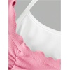 image:imageRoseSeek Girls Halter Crop Tops Colorblock Bowknot Fake Two Piece Cute Summer T Shirt Y2k Tops TrendyPink and White