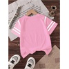 image:imageRoseSeek Girls Jersey Shirts Color Block Number Graphic Tees Short Sleeve Crew Neck Sports T ShirtMix Pink
