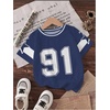 image:imageRoseSeek Girls Jersey Shirts Color Block Number Graphic Tees Short Sleeve Crew Neck Sports T ShirtMulticolor Blue