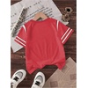 image:imageRoseSeek Girls Jersey Shirts Color Block Number Graphic Tees Short Sleeve Crew Neck Sports T ShirtRed