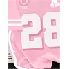 image:imageRoseSeek Girls Jersey Shirts Color Block Number Graphic Tees Short Sleeve Crew Neck Sports T ShirtWhite and Pink