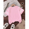 image:imageRoseSeek Girls Jersey Shirts Color Block Number Graphic Tees Short Sleeve Crew Neck Sports T ShirtWhite and Pink