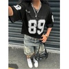 image:imageRoseSeek Girls Jersey Shirts Number Graphic Tees Half Sleeve Hip Hop Y2k Crop Tops Football JerseyBlack