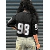 image:imageRoseSeek Girls Jersey Shirts Number Graphic Tees Half Sleeve Hip Hop Y2k Crop Tops Football JerseyNumber Print Black