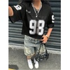 image:imageRoseSeek Girls Jersey Shirts Number Graphic Tees Half Sleeve Hip Hop Y2k Crop Tops Football JerseyNumber Print Black