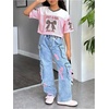 image:imageRoseSeek Girls Jersey Shirts Number Graphic Tees Half Sleeve Hip Hop Y2k Crop Tops Football JerseyPink and White