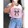 image:imageRoseSeek Girls Jersey Shirts Number Graphic Tees Half Sleeve Hip Hop Y2k Crop Tops Football JerseyPink and White