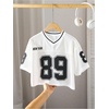 image:imageRoseSeek Girls Jersey Shirts Number Graphic Tees Half Sleeve Hip Hop Y2k Crop Tops Football JerseyWhite