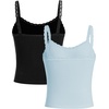image:imageRoseSeek Girls Lace Tank Tops Ribbed Knit Sleeveless Basic Tank Shirts Cute Camisole TopsBlack and Blue