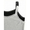 image:imageRoseSeek Girls Lace Tank Tops Ribbed Knit Sleeveless Basic Tank Shirts Cute Camisole TopsBlack and Grey