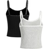 image:imageRoseSeek Girls Lace Tank Tops Ribbed Knit Sleeveless Basic Tank Shirts Cute Camisole TopsBlack and Grey