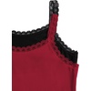 image:imageRoseSeek Girls Lace Tank Tops Ribbed Knit Sleeveless Basic Tank Shirts Cute Camisole TopsBlack and Red