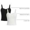 image:imageRoseSeek Girls Lace Tank Tops Ribbed Knit Sleeveless Basic Tank Shirts Cute Camisole TopsBlack and White