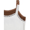image:imageRoseSeek Girls Lace Tank Tops Ribbed Knit Sleeveless Basic Tank Shirts Cute Camisole TopsWhite and Brown