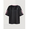 image:imageRoseSeek Girls Leopard Bows Graphic Tees Oversized Football Jersey Mesh Color Block Short Sleeve T ShirtBlack
