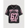 image:imageRoseSeek Girls Leopard Bows Graphic Tees Oversized Football Jersey Mesh Color Block Short Sleeve T ShirtBlack With Pink