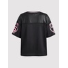 image:imageRoseSeek Girls Leopard Bows Graphic Tees Oversized Football Jersey Mesh Color Block Short Sleeve T ShirtBlack With Pink