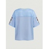 image:imageRoseSeek Girls Leopard Bows Graphic Tees Oversized Football Jersey Mesh Color Block Short Sleeve T ShirtBlue