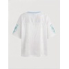 image:imageRoseSeek Girls Leopard Bows Graphic Tees Oversized Football Jersey Mesh Color Block Short Sleeve T ShirtBlue and White