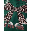 image:imageRoseSeek Girls Leopard Bows Graphic Tees Oversized Football Jersey Mesh Color Block Short Sleeve T ShirtDark Green