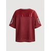 image:imageRoseSeek Girls Leopard Bows Graphic Tees Oversized Football Jersey Mesh Color Block Short Sleeve T ShirtDark Red