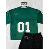 image:imageRoseSeek Girls Leopard Bows Graphic Tees Oversized Football Jersey Mesh Color Block Short Sleeve T ShirtGreen