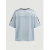 image:imageRoseSeek Girls Leopard Bows Graphic Tees Oversized Football Jersey Mesh Color Block Short Sleeve T ShirtLight Grey