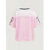 image:imageRoseSeek Girls Leopard Bows Graphic Tees Oversized Football Jersey Mesh Color Block Short Sleeve T ShirtLight Pink