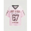 image:imageRoseSeek Girls Leopard Bows Graphic Tees Oversized Football Jersey Mesh Color Block Short Sleeve T ShirtLight Pink