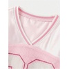 image:imageRoseSeek Girls Leopard Bows Graphic Tees Oversized Football Jersey Mesh Color Block Short Sleeve T ShirtLight Pink White