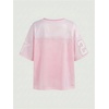 image:imageRoseSeek Girls Leopard Bows Graphic Tees Oversized Football Jersey Mesh Color Block Short Sleeve T ShirtLight Pink White