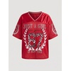 image:imageRoseSeek Girls Leopard Bows Graphic Tees Oversized Football Jersey Mesh Color Block Short Sleeve T ShirtMedium Red