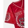 image:imageRoseSeek Girls Leopard Bows Graphic Tees Oversized Football Jersey Mesh Color Block Short Sleeve T ShirtMedium Red