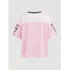 image:imageRoseSeek Girls Leopard Bows Graphic Tees Oversized Football Jersey Mesh Color Block Short Sleeve T ShirtMix Pink