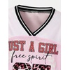image:imageRoseSeek Girls Leopard Bows Graphic Tees Oversized Football Jersey Mesh Color Block Short Sleeve T ShirtMix Pink