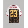 image:imageRoseSeek Girls Leopard Bows Graphic Tees Oversized Football Jersey Mesh Color Block Short Sleeve T ShirtMulticolor Cheetah