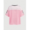 image:imageRoseSeek Girls Leopard Bows Graphic Tees Oversized Football Jersey Mesh Color Block Short Sleeve T ShirtPink