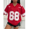 image:imageRoseSeek Girls Leopard Bows Graphic Tees Oversized Football Jersey Mesh Color Block Short Sleeve T ShirtPure Red