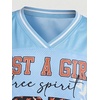 image:imageRoseSeek Girls Leopard Bows Graphic Tees Oversized Football Jersey Mesh Color Block Short Sleeve T ShirtSheer Blue
