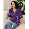 image:imageRoseSeek Girls Leopard Bows Graphic Tees Oversized Football Jersey Mesh Color Block Short Sleeve T ShirtViolet Purple
